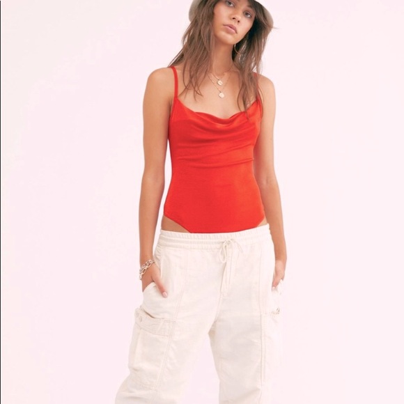 Free People Tops - .Free People bodysuit Cowls in the Club red thong S